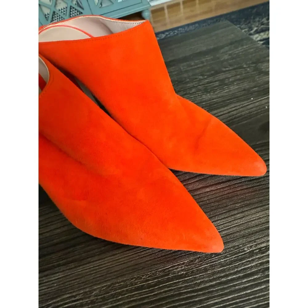 Stuart Weitzman Camilla Orange Luxe Suede High Heeled Sz. 10.5 - Picture 3 of 10